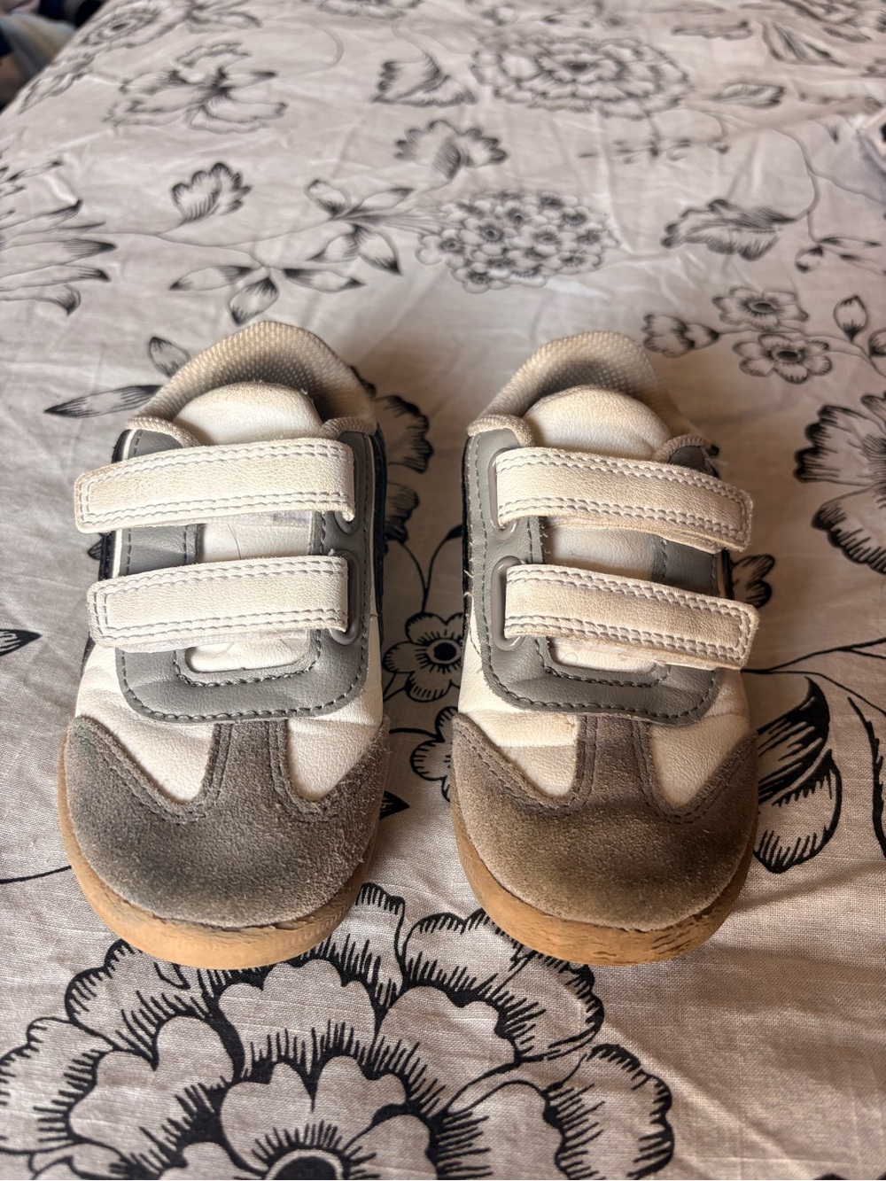 Cat & Jack White and Gray Double Velcro Kids Sneakers